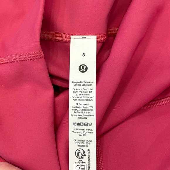 New Lululemon Wunder Train High Rise Tight 25" Size 8 In Raspberry Coulis - Picture 7 of 7